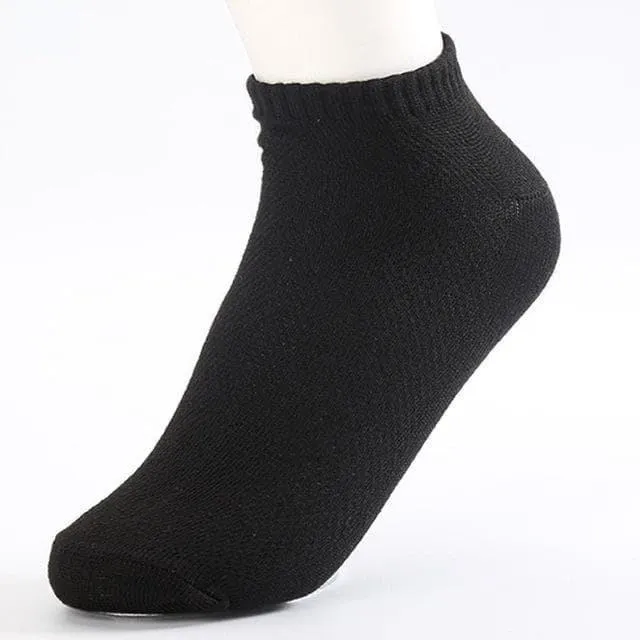 20Pcs=10Pair Solid Mesh Men's Invisible Breathable Thin Boat Ankle Socks