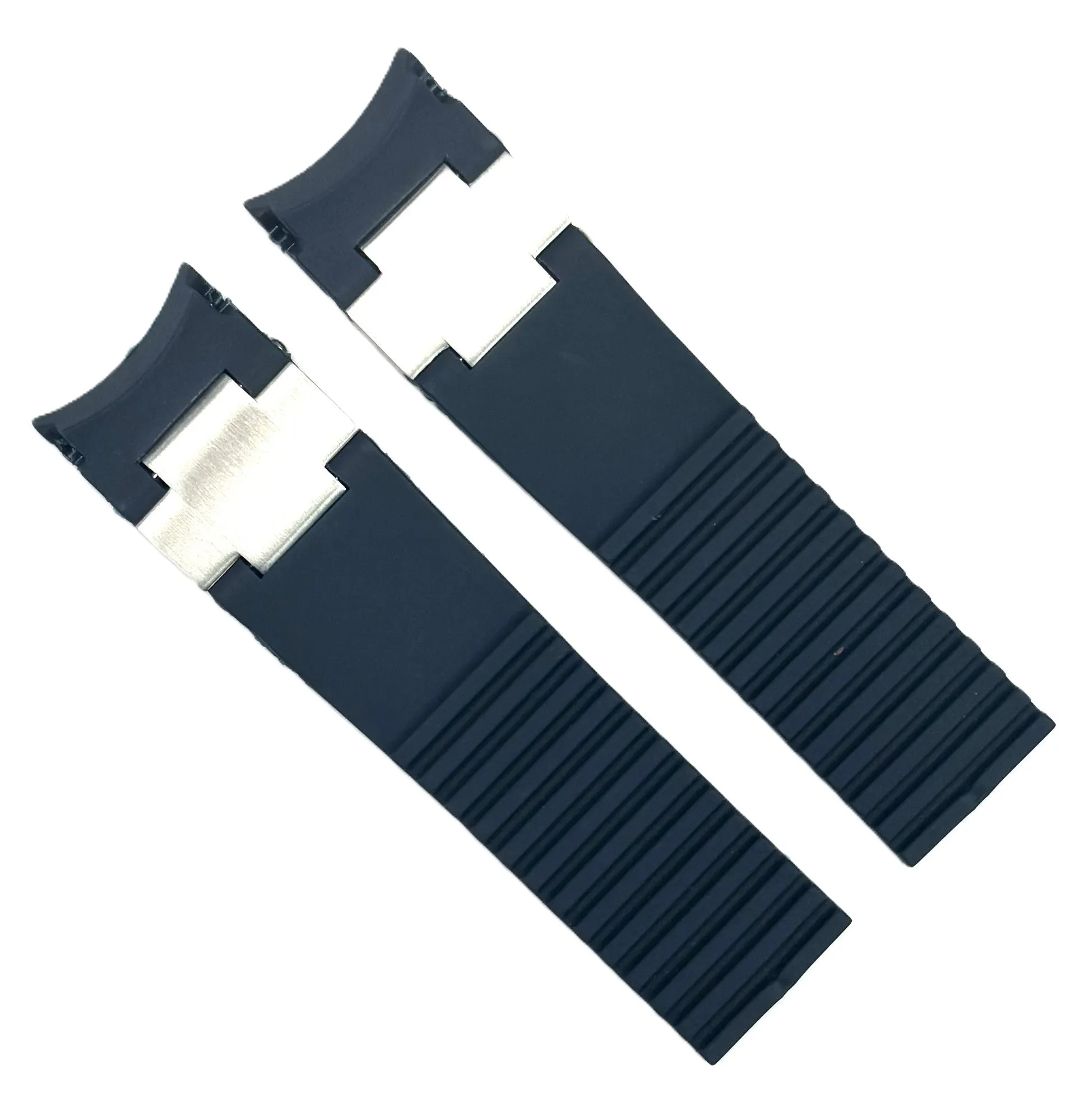 22mm Blue Curved Rubber Watch Band for ULYSSE NARDIN Maxi Marine Watches