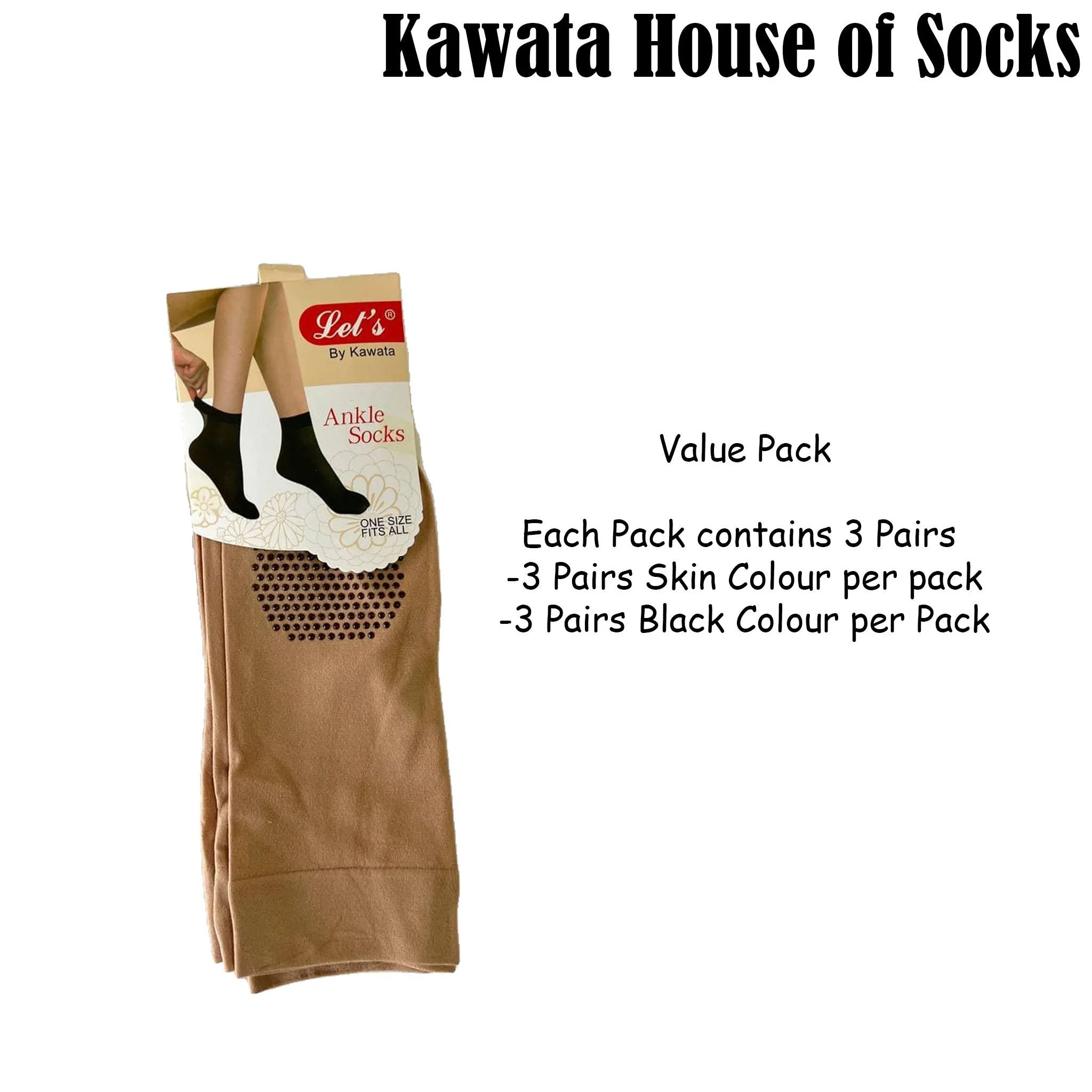 3 Pairs Value Pack Anti Slip Above Ankle Stocking | Crew Anti Slip Stockings