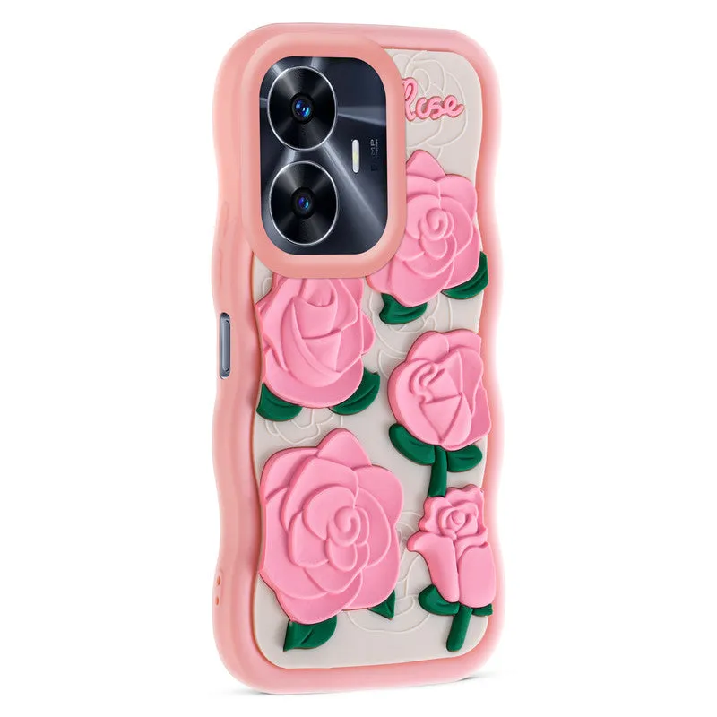 3D Silicone Soft Wave Edges Mobile Back Case For Realme C55