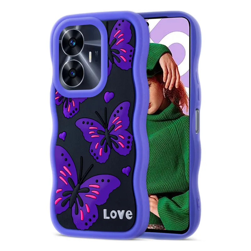 3D Silicone Soft Wave Edges Mobile Back Case For Realme C55