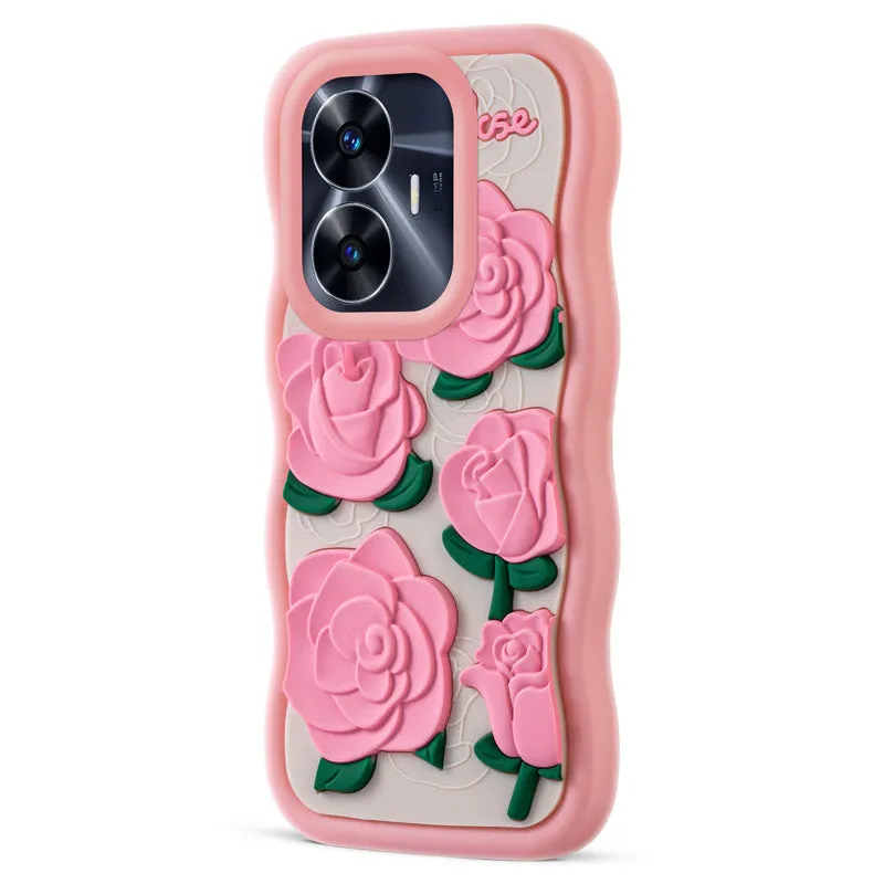 3D Silicone Soft Wave Edges Mobile Back Case For Realme C55