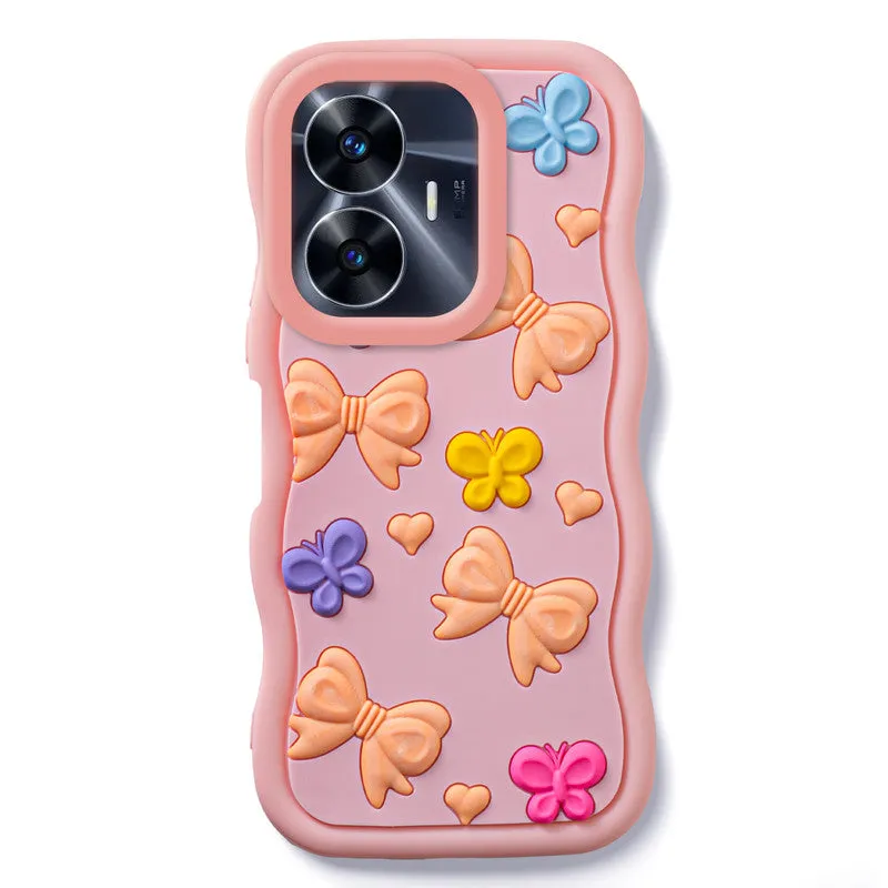 3D Silicone Soft Wave Edges Mobile Back Case For Realme C55