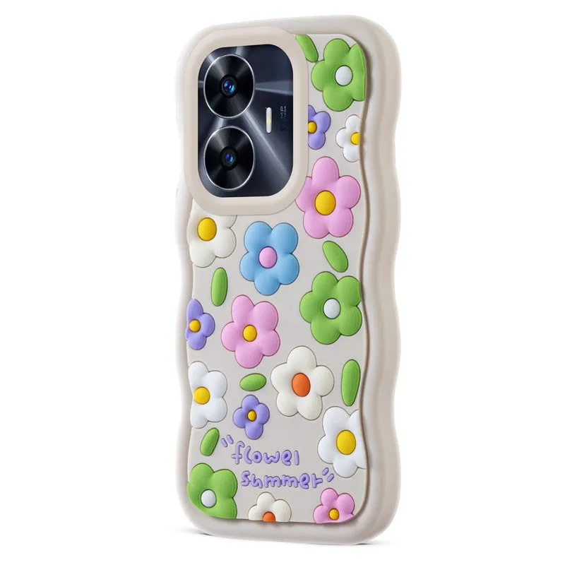 3D Silicone Soft Wave Edges Mobile Back Case For Realme C55