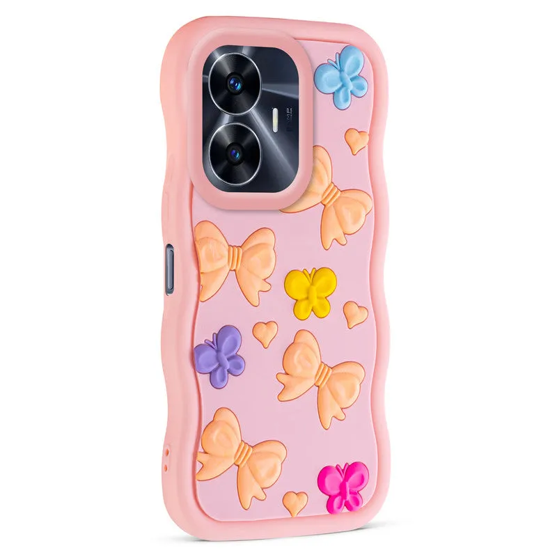 3D Silicone Soft Wave Edges Mobile Back Case For Realme C55