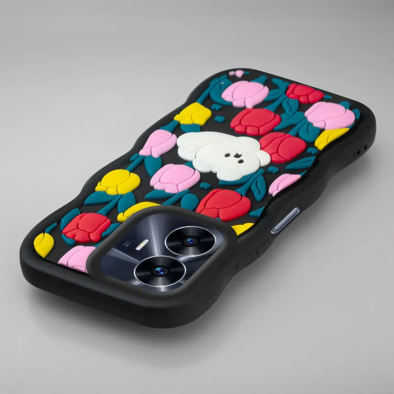 3D Silicone Soft Wave Edges Mobile Back Case For Realme C55