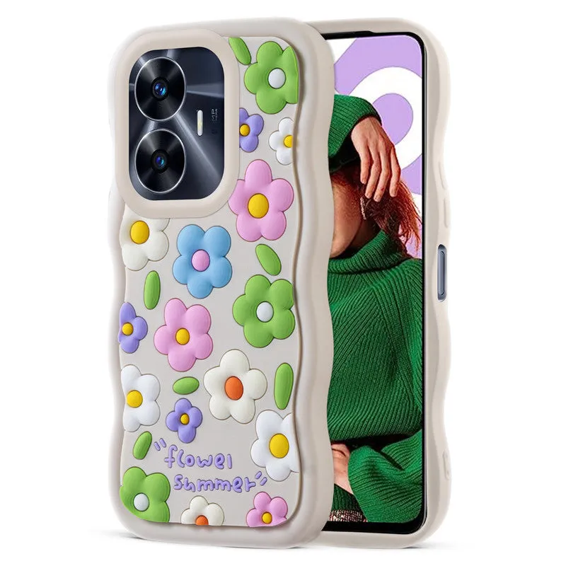 3D Silicone Soft Wave Edges Mobile Back Case For Realme C55