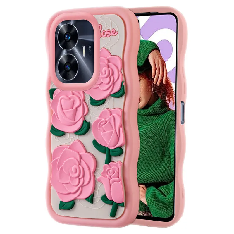3D Silicone Soft Wave Edges Mobile Back Case For Realme C55