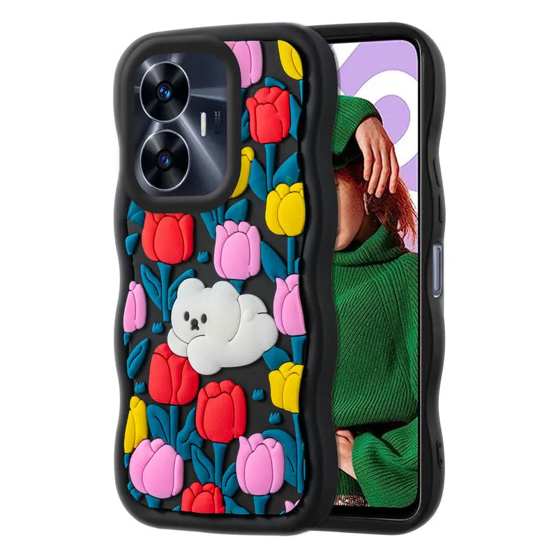 3D Silicone Soft Wave Edges Mobile Back Case For Realme C55