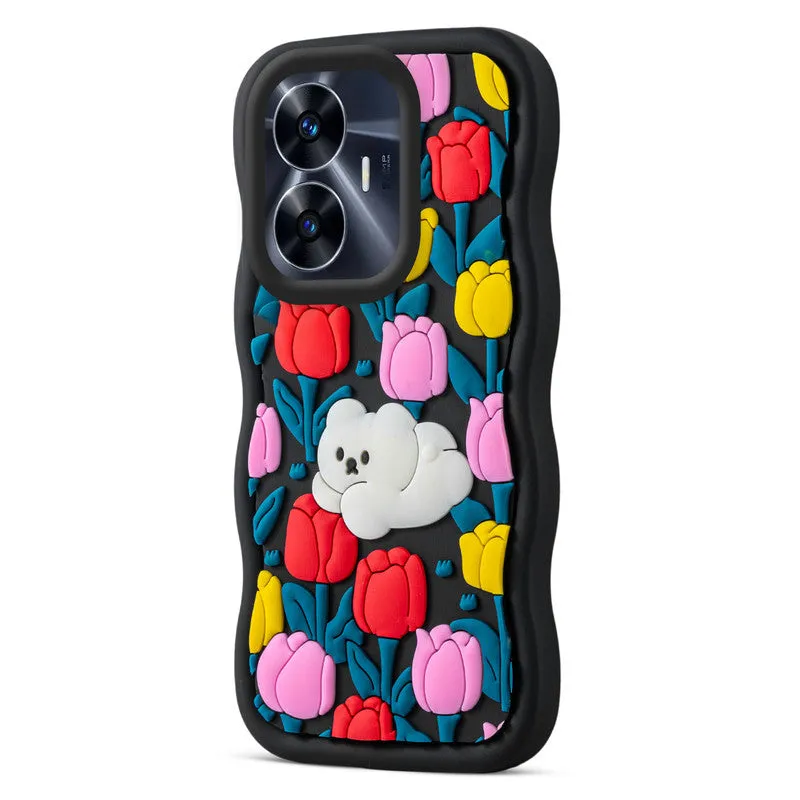 3D Silicone Soft Wave Edges Mobile Back Case For Realme C55
