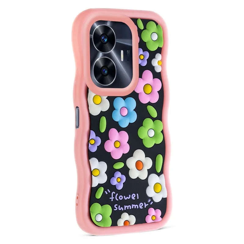 3D Silicone Soft Wave Edges Mobile Back Case For Realme C55
