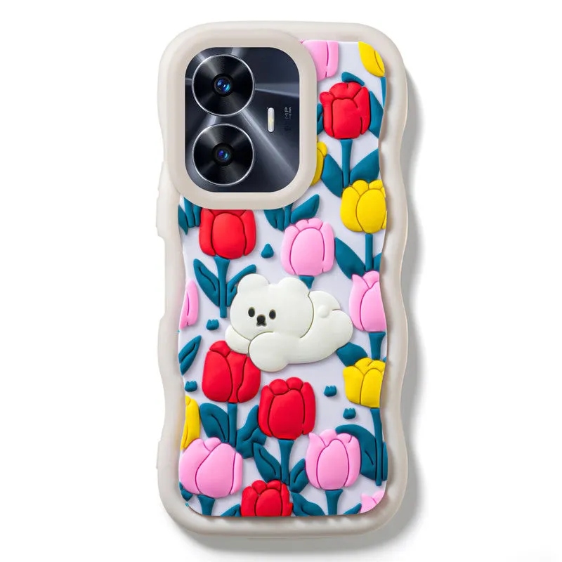 3D Silicone Soft Wave Edges Mobile Back Case For Realme C55