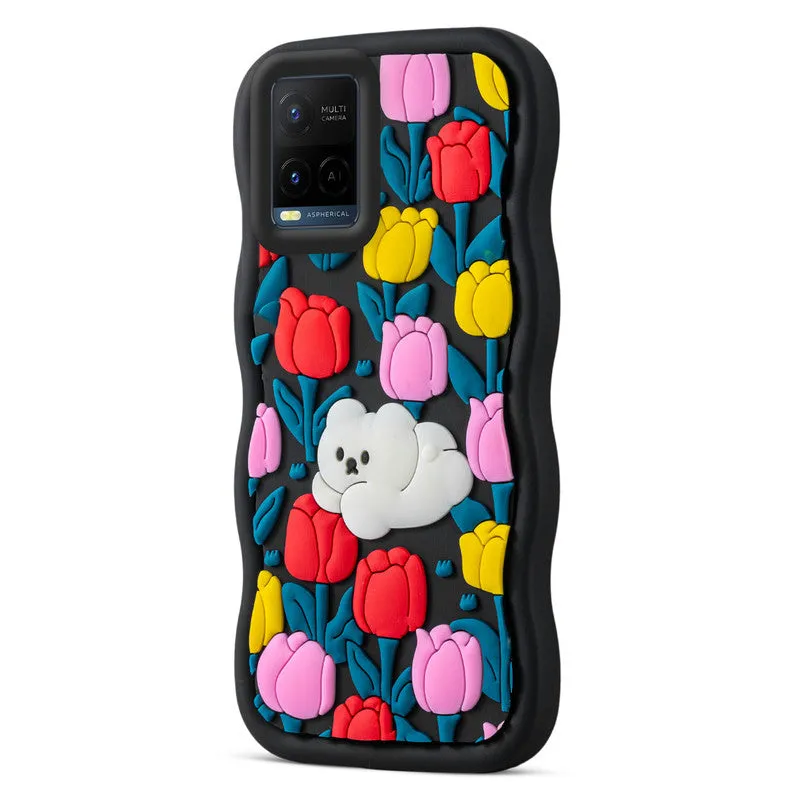 3D Soft Silicone Wave Edges Mobile Back Case For Vivo Y21 2021