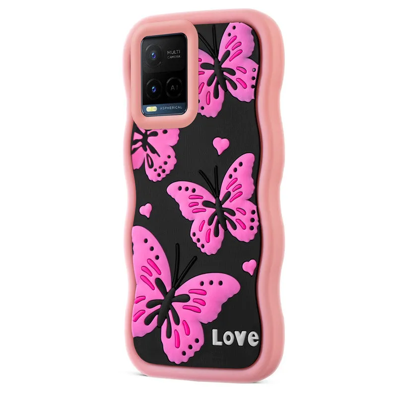 3D Soft Silicone Wave Edges Mobile Back Case For Vivo Y21 2021