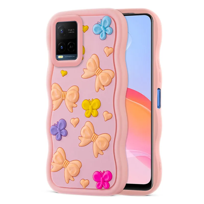 3D Soft Silicone Wave Edges Mobile Back Case For Vivo Y21 2021