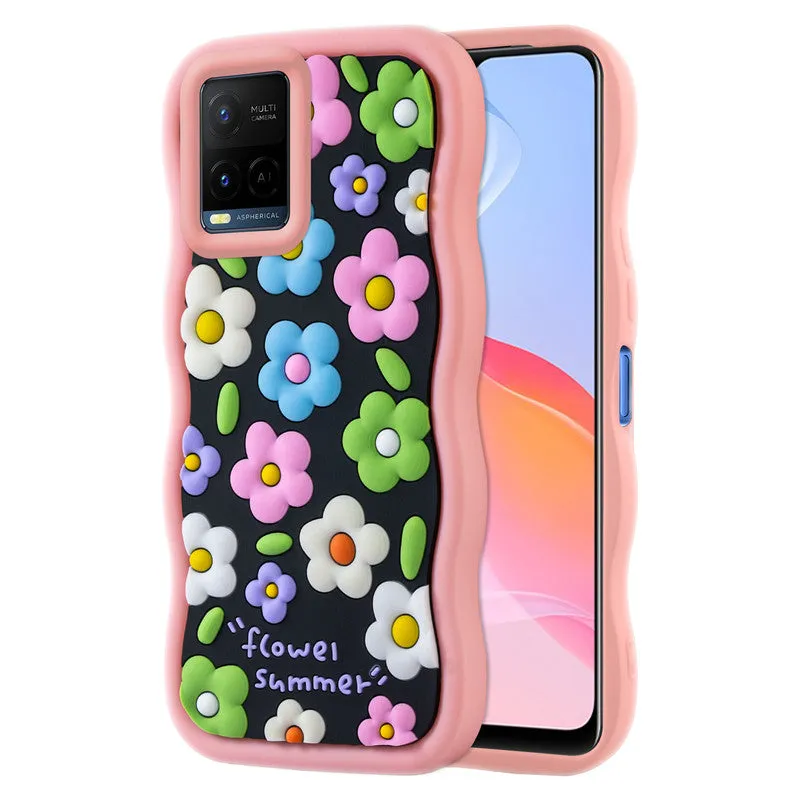 3D Soft Silicone Wave Edges Mobile Back Case For Vivo Y21 2021