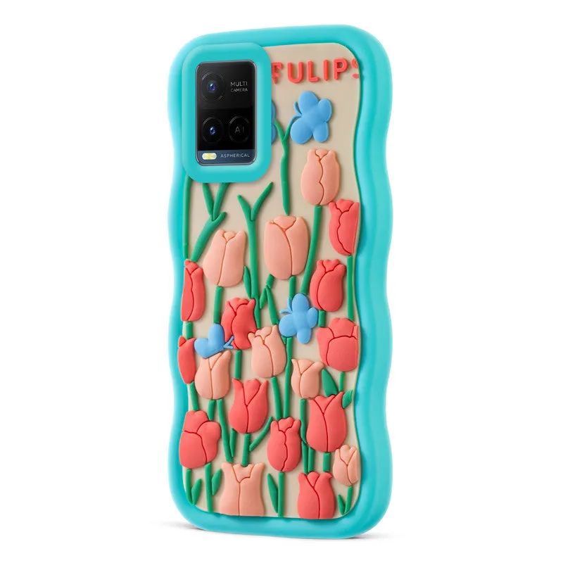 3D Soft Silicone Wave Edges Mobile Back Case For Vivo Y21 2021