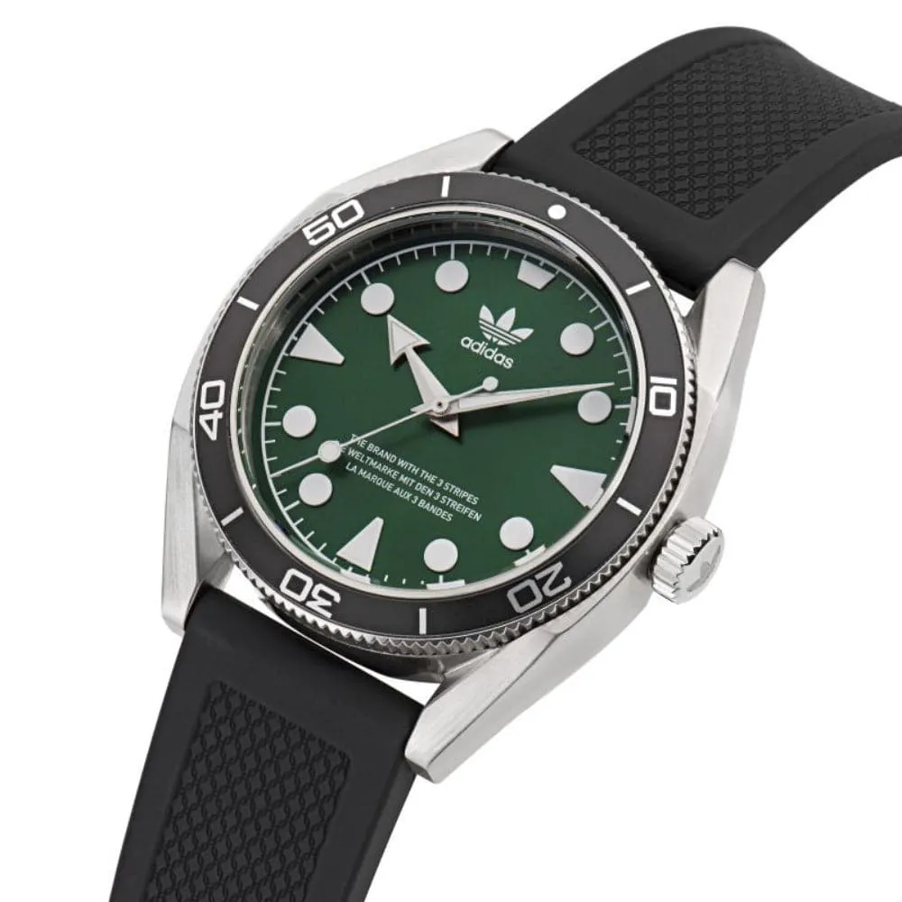 Adidas Original Edition Green Dial Black Rubber Strap Men Watch AOFH23008