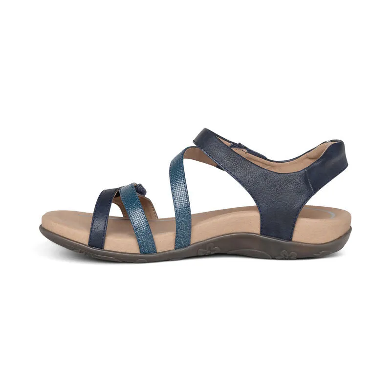 Aetrex Jess Quarter Strap Navy Leather Sandal SE215
