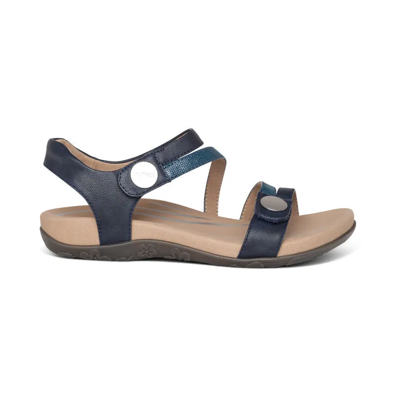Aetrex Jess Quarter Strap Navy Leather Sandal SE215