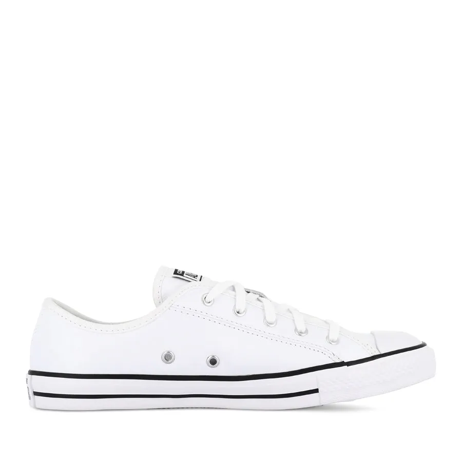 All Star Dainty Low Leather Sneakers - Classic White with Black Accents