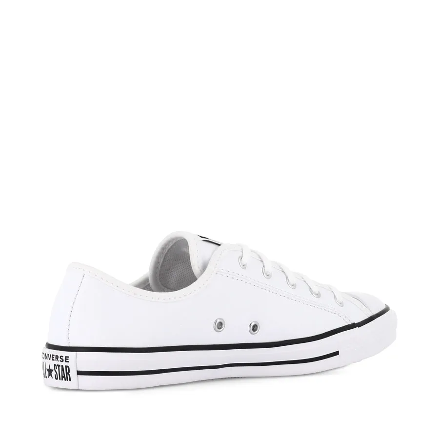 All Star Dainty Low Leather Sneakers - Classic White with Black Accents
