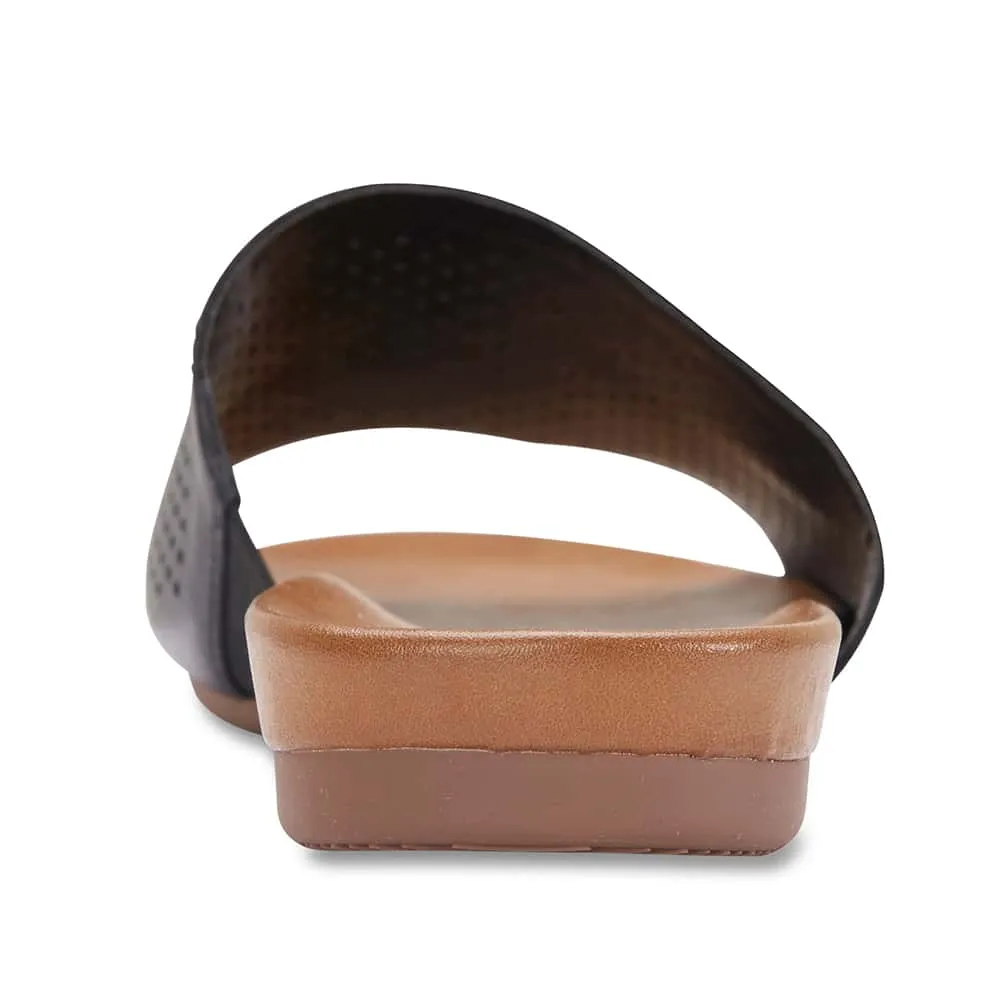 Aztec Slide in Black Leather