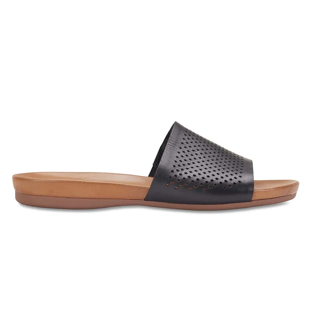 Aztec Slide in Black Leather