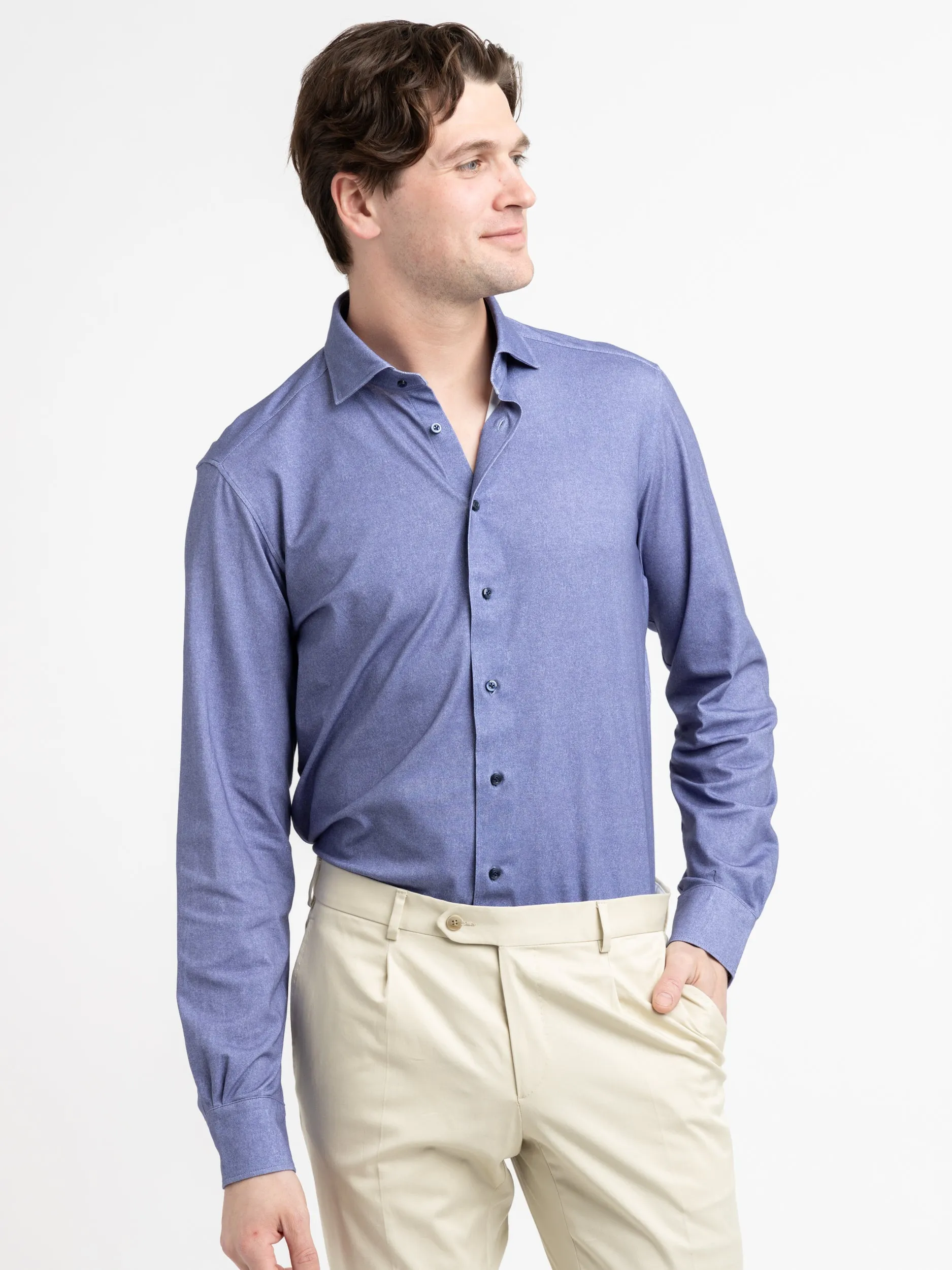 Blue 4-Flex Stretch Cotton Shirt