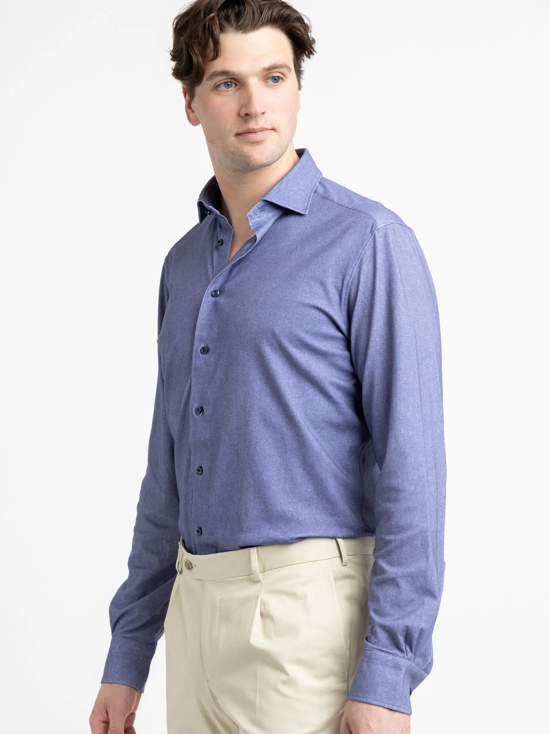 Blue 4-Flex Stretch Cotton Shirt
