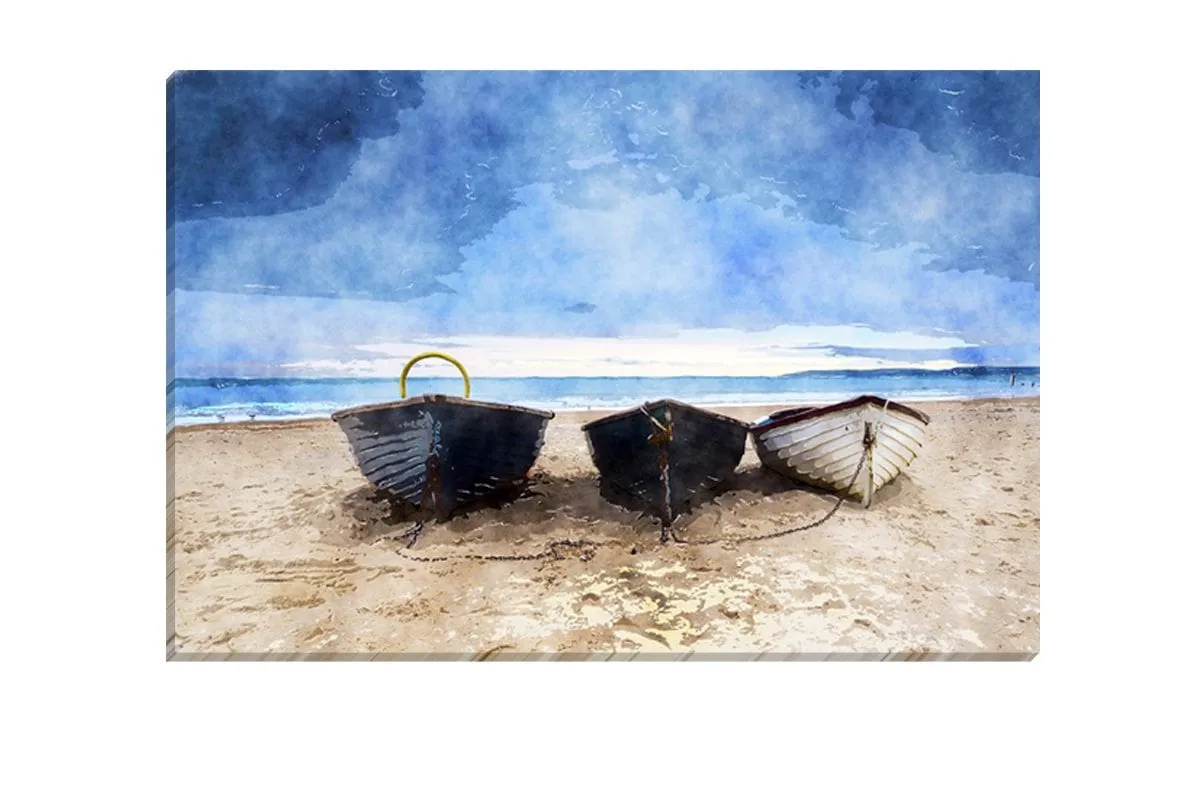 Boats on Beach | Canvas Wall Art Decor