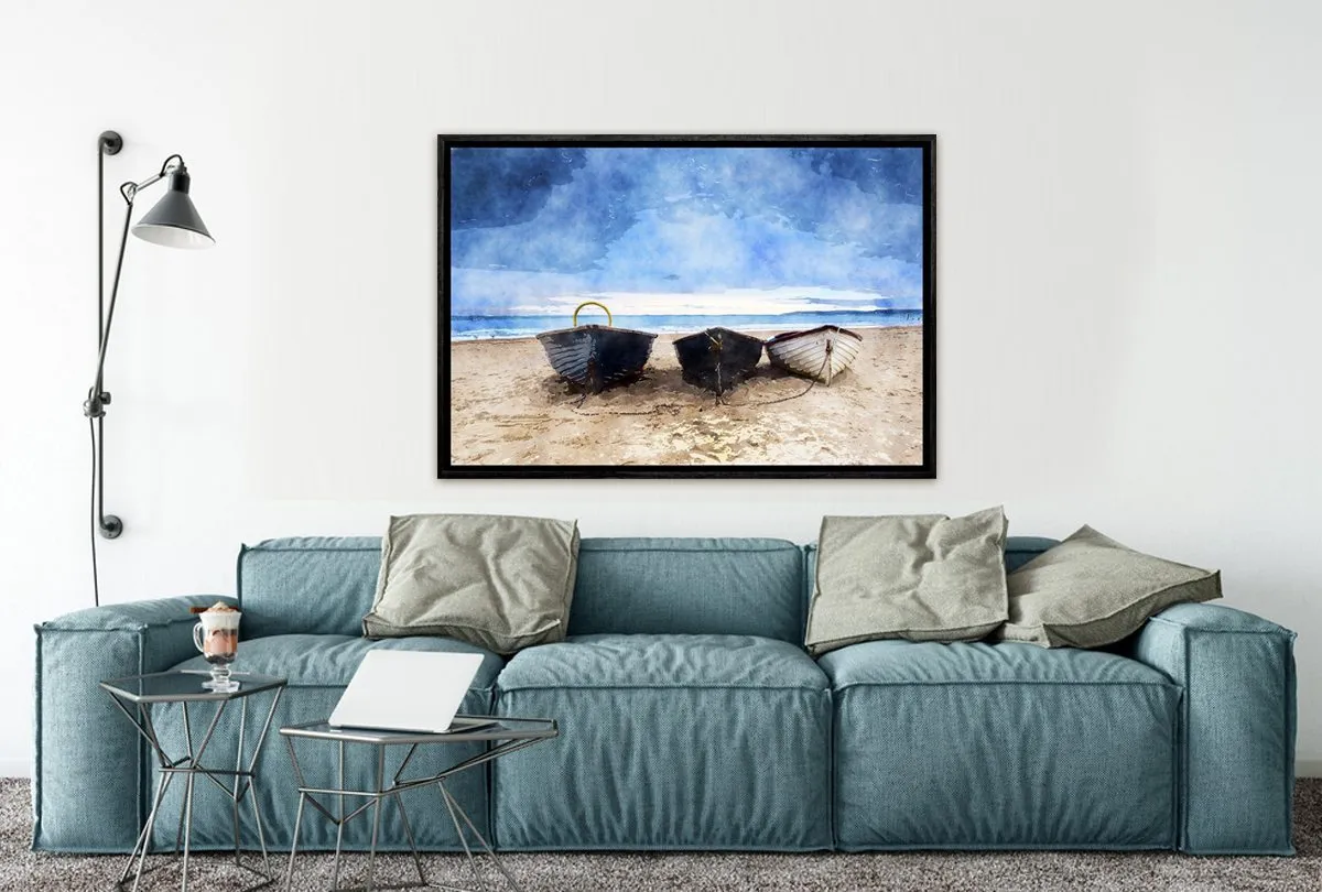 Boats on Beach | Canvas Wall Art Decor