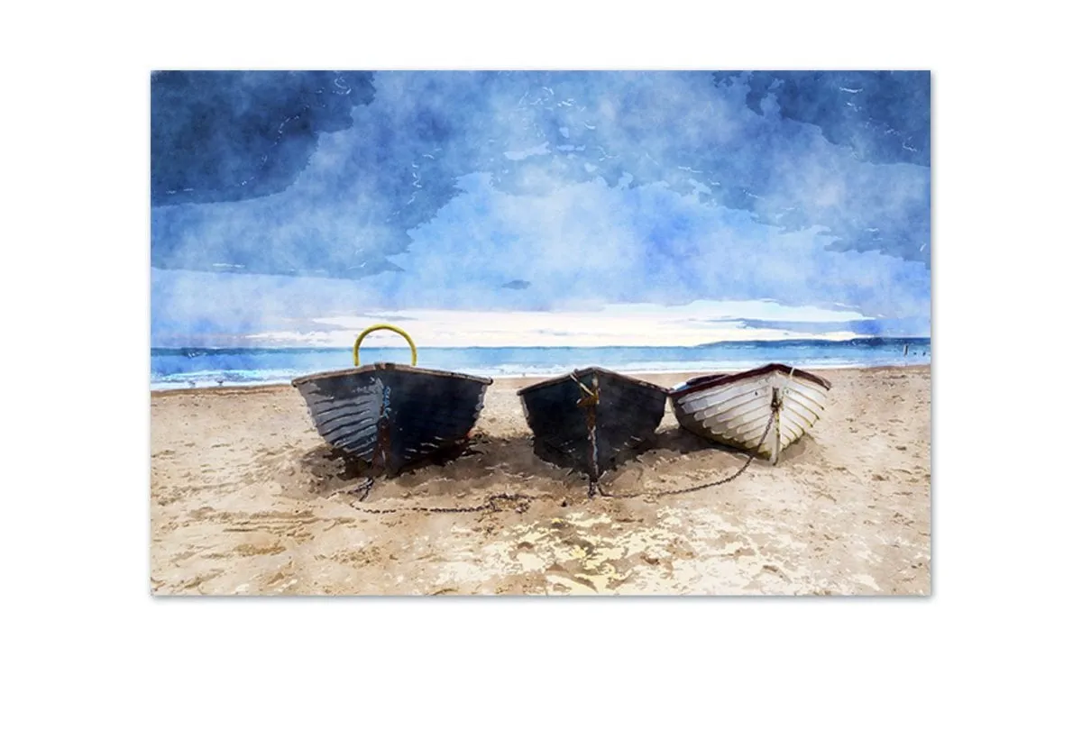 Boats on Beach | Canvas Wall Art Decor