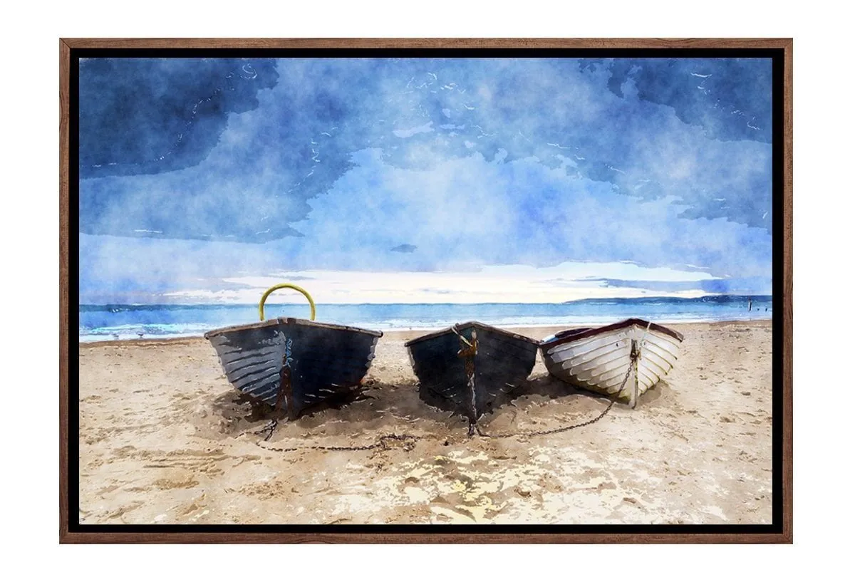 Boats on Beach | Canvas Wall Art Decor