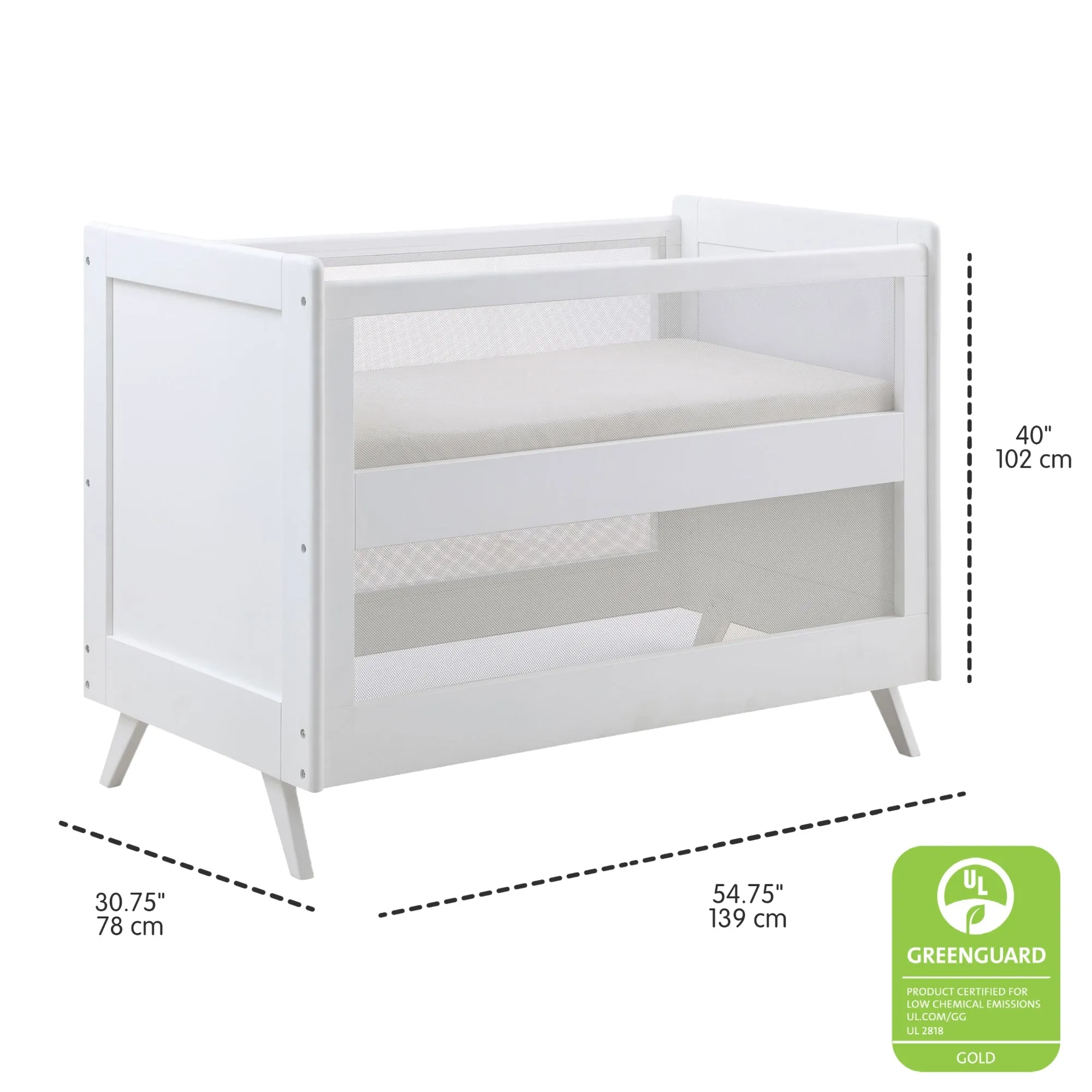 BreathableBaby Mesh 3-in-1 Convertible Crib - White