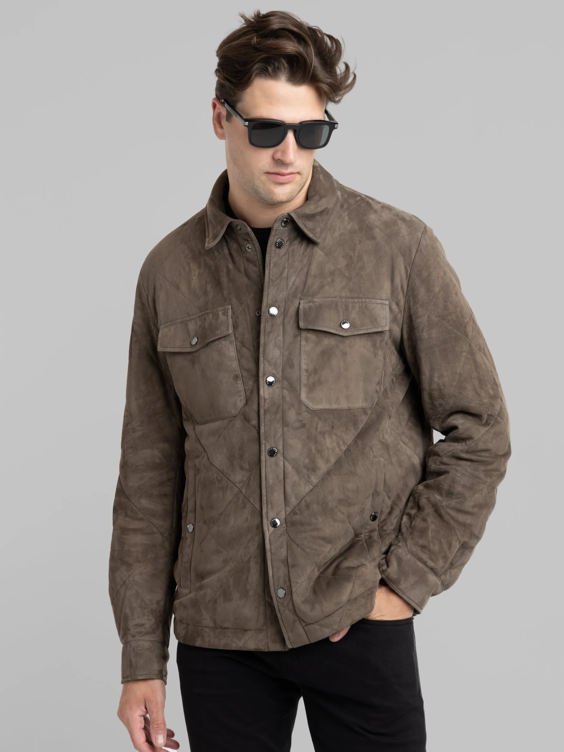 Brown Aqualeather Suede Overshirt