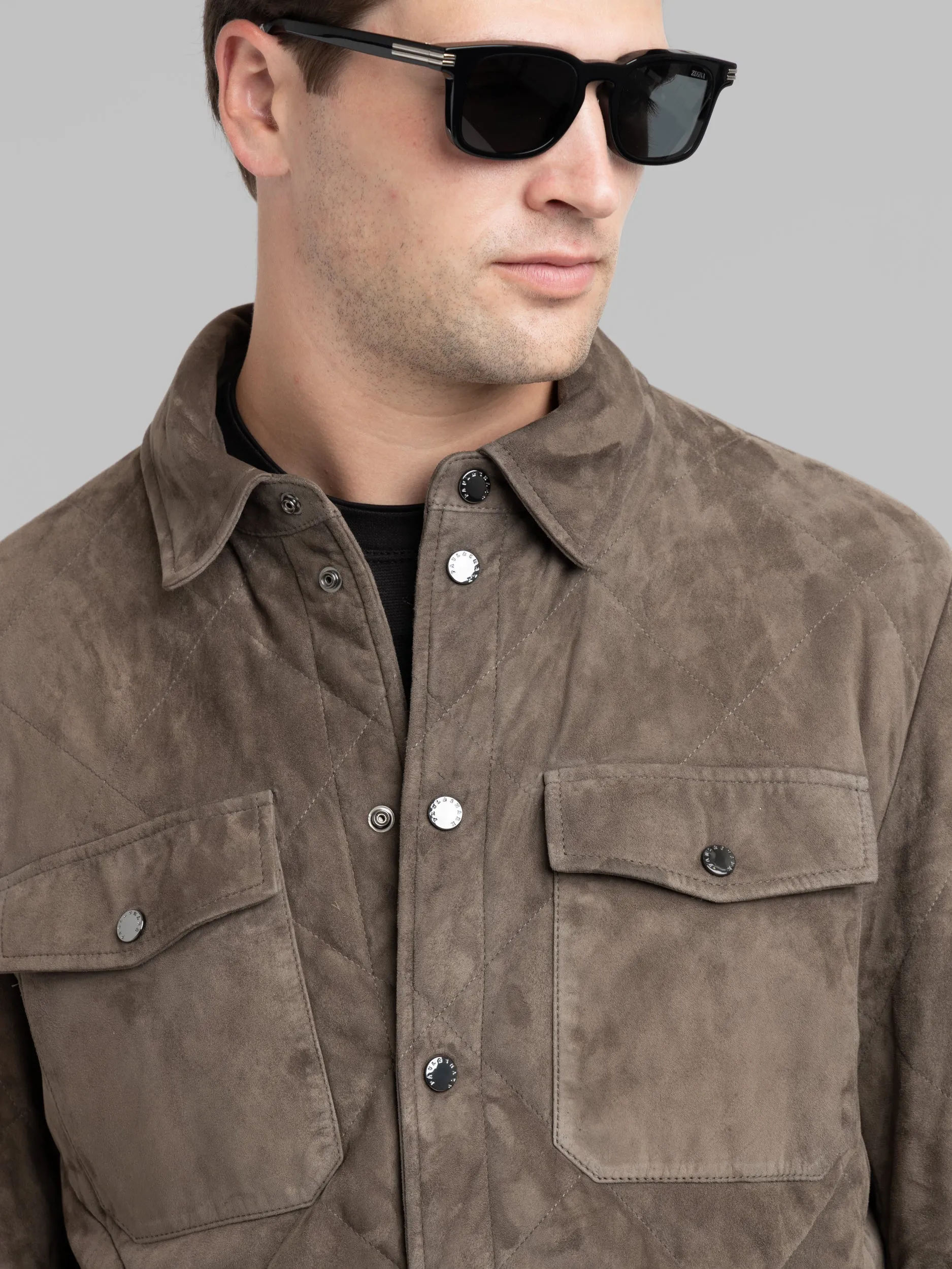 Brown Aqualeather Suede Overshirt