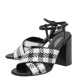 Burberry Bicolor Woven Castlebar Ankle Strap Sandals 37