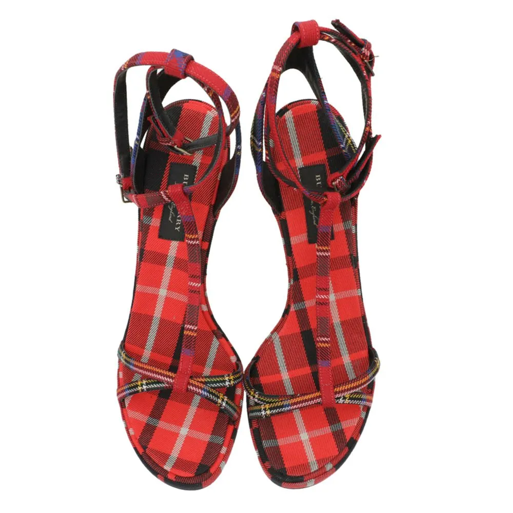 Burberry Red Hans T-Strap Cone Heel Sandal 41