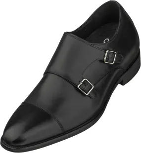 CALTO Men's Invisible Height Increasing Elevator Shoes - Black Premium Leather Slip-on Lightweight Casual Loafers - 3 Inches Taller - S3506 - Size 6 D(M) US