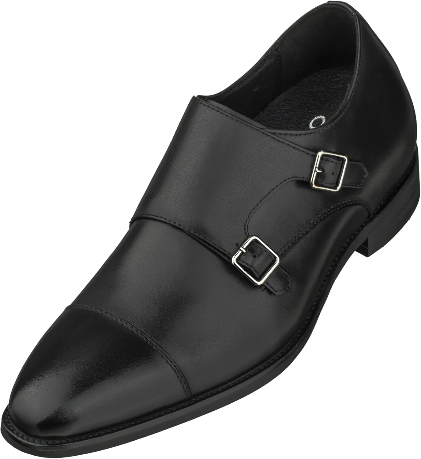 CALTO Men's Invisible Height Increasing Elevator Shoes - Black Premium Leather Slip-on Lightweight Casual Loafers - 3 Inches Taller - S3506 - Size 6 D(M) US