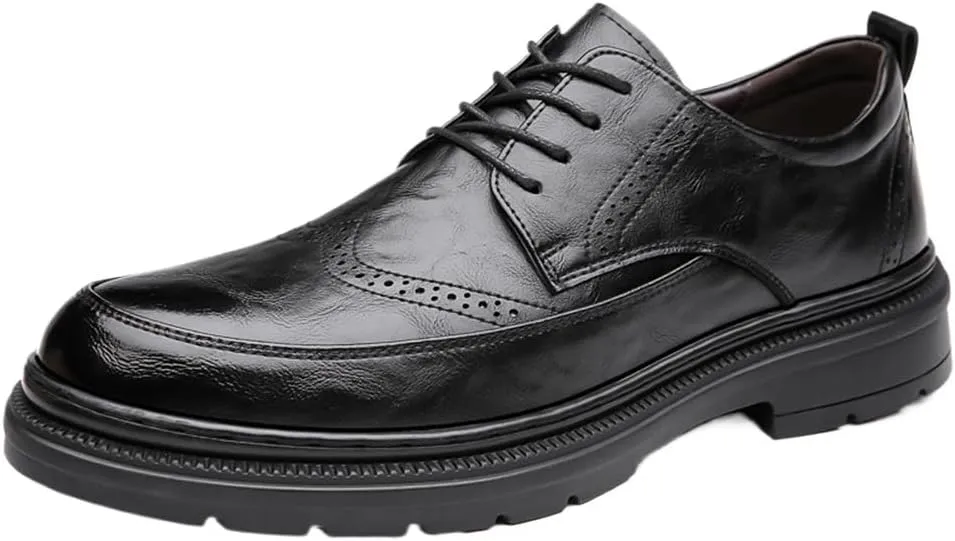 Casual Office Shoes for Men Men Oxford Dress Shoes New Men's Business Casual Leather Shoes Soft Soles Soft Pea Shoes Trend Men's Shoes Fashion Driving Shoes Lace-up