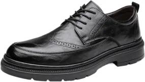 Casual Office Shoes for Men Men Oxford Dress Shoes New Men's Business Casual Leather Shoes Soft Soles Soft Pea Shoes Trend Men's Shoes Fashion Driving Shoes Lace-up