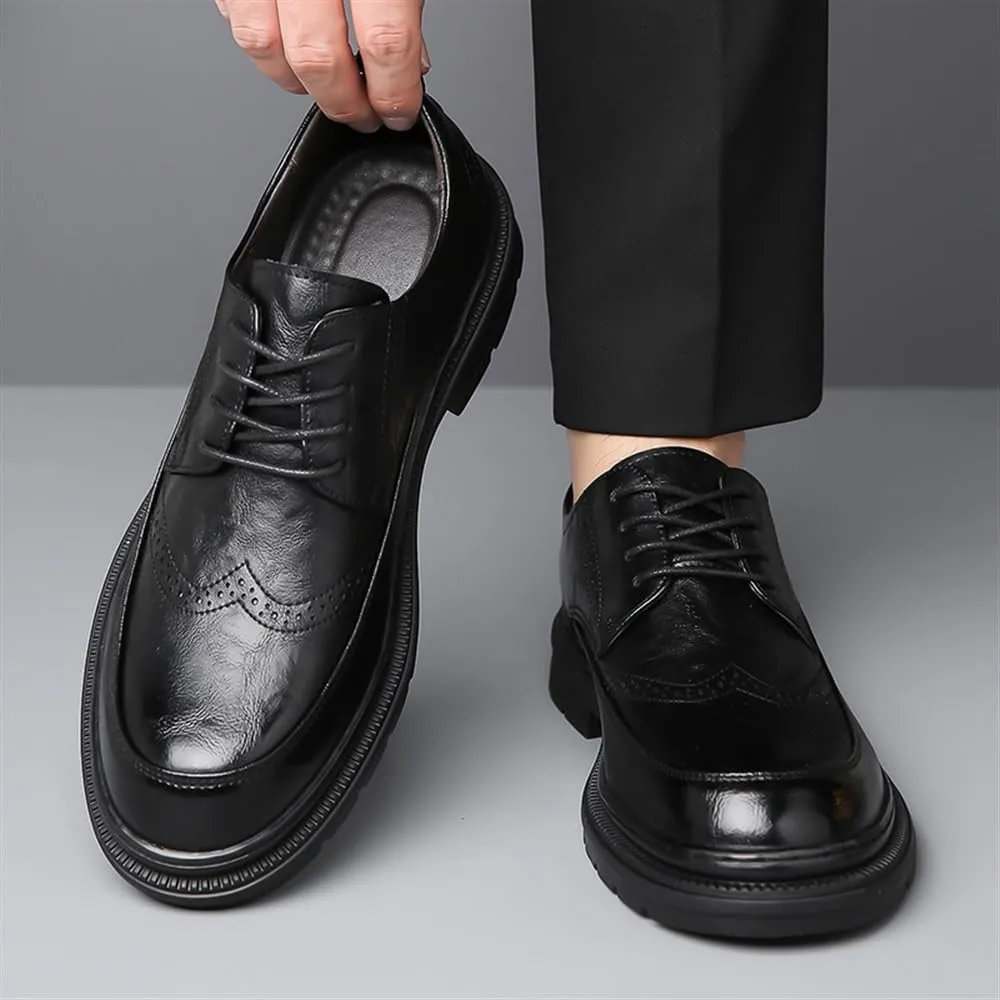 Casual Office Shoes for Men Men Oxford Dress Shoes New Men's Business Casual Leather Shoes Soft Soles Soft Pea Shoes Trend Men's Shoes Fashion Driving Shoes Lace-up