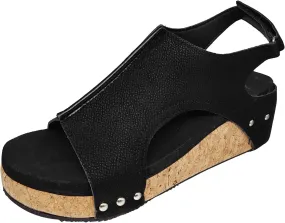 Cathalem Sandals Women Comfortable Platform Cork Wedges Espadrille Heel Strappy Leather Arch Support Sandals