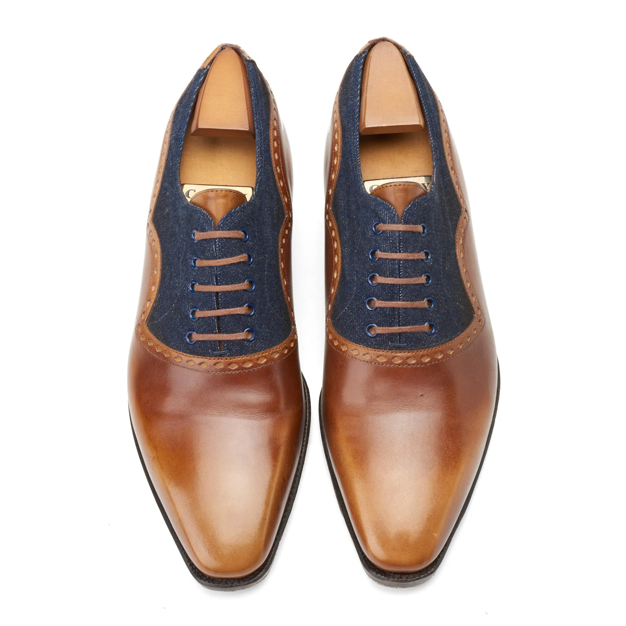 CORTHAY Paris "Wilfrid" Brown Calf Leather 5 Eyelet Oxford Shoes Size 7.5 Trees