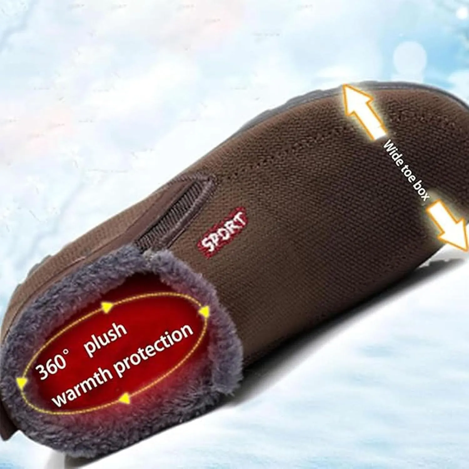 Decalori Shoes,Men's 2025 Winter New Waterproof and Non-Slip Slip-On Warm Cotton Shoes Correction Ankle Support Wide Toe Arch Support Sports Shoes