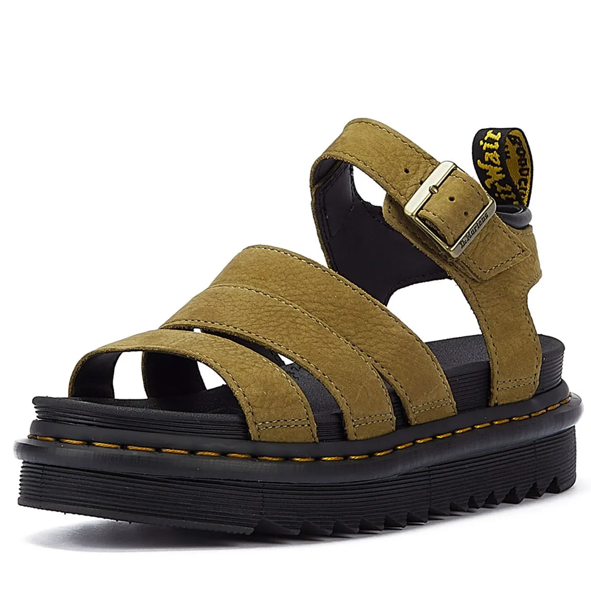 Dr. Martens Blaire Tumbled Nubuck Muted Women's Olive Sandals