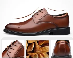 Dress Oxford for Men Lace Up Pointed Toe Leather Cap Toe New Shoes Rubber Low Top Non Slip Prom
