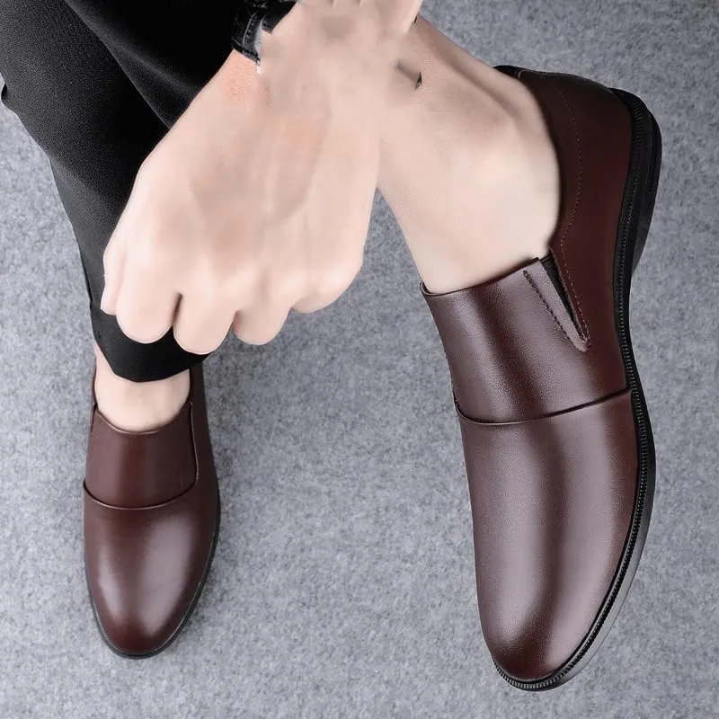 Dress Oxford for Men Slip On Breathable Low Top Walking Shoes Men's Oxford Shoes British Soft Sole Lightweight Bean Shoes Mens Casual Leather Shoes